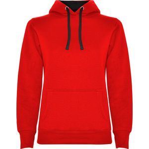 Rode dames Hoodie met Zwarte binnenzijde capuchon en koord Urban merk Roly maat XXL