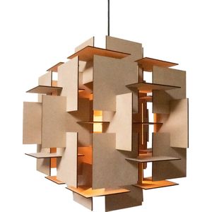 Meuq Design Quadrata L - Hanglamp - Bruin - Hout - 48 cm - Woonkamer - Eetkamer - Slaapkamer - Industrieel - Design hanglamp