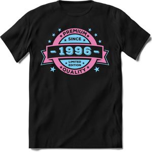 1996 Premium Quality | Feest Kado T-Shirt Heren - Dames | Licht Roze - Licht Blauw | Perfect Verjaardag Cadeau Shirt | Grappige Spreuken - Zinnen - Teksten | Maat XL