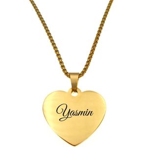 Ketting - Hart - Met Naam - Yasmin - Goud