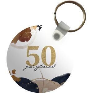 Sleutelhanger - Huwelijk - 50 jaar getrouwd - Spreuken - Quotes - Trouwen - Plastic - Rond - Uitdeelcadeautjes