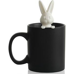 Bitten thee-ei konijn met zwarte mok -Zwart -Keramiek