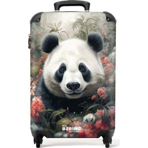 NoBoringSuitcases.com® - Handbagage koffer lichtgewicht - Reiskoffer trolley - Pandabeer te midden van de kleurrijke natuur - Rolkoffer met wieltjes - Past binnen 55x40x20 en 55x35x25