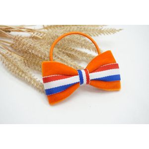 Haarstrik Koningsdag - Enkel - oranje - NLvlag - Haarelastiekje - Bows and Flowers
