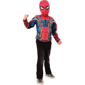 Rubies - Spiderman Kostuum - Iron Spider Spiderman Kind Kostuum - Blauw, Rood - One Size - Carnavalskleding - Verkleedkleding