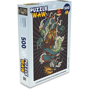 Puzzel Illustratie van een draak op een donkere achtergrond - Legpuzzel - Puzzel 500 stukjes