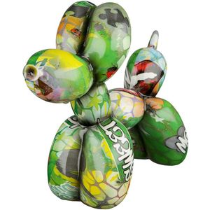 Ballonhond street art groen 18 cm hoog - figuur - beeldje - interieur - voor binnen - kleurrijk - decoratie - stuk - kunststof - origineel - cadeau - geschenk - gift - verjaardag - Kerst - Nieuwjaar - Pasen - Valentijn