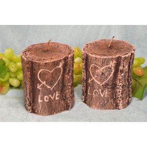 Candles by MIlanne - Boomstam kaars, I love You, Breed-Laag - 11 cm, H 12,5 cm - BEKIJK VIDEO