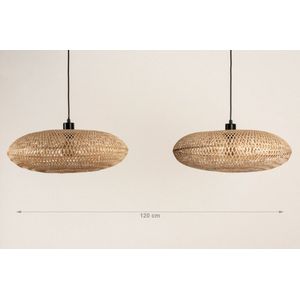 Lumidora Hanglamp 31246 - BAMBOO - 2 Lichts - E27 - Zwart - Bruin - Naturel - Metaal