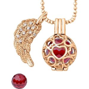 Quiges Engelenroeper 12mm Bolhouder met Ketting 70cm en Bolletje - Dames - Roségoudkleurig Hartjes - EBS12230