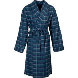 Flanellen Heren Kamerjas Klassiek Engels Tartan Ruit Motief - 100% Katoen - Blauw Maat L