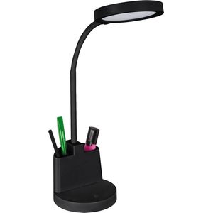 LED Bureaulamp - Tafelverlichting - 8w - 4000K Daglicht wit - 560 Lumen - Rond - 3 step touch dimmer - Aluminium - Zwart