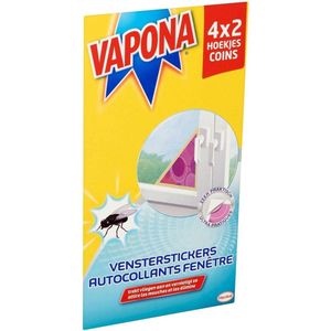 Vapona Vensterstickers  8  (4x2) Hoekjes  Tegen Vliegen 2183127