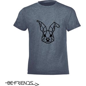 Be Friends T-Shirt - Konijn - Vrouwen - Denim - Maat XL
