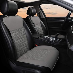 1 paar luxe PU lederen stoelhoezen auto-voorstoelen, compatibel met 95% auto's, geen stoelverwarming, geen verwarming (sedan/SUV/pick-up/bestelwagen) - grijs