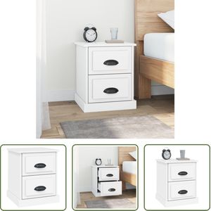 The Living Store Nachtkastje Trendy - Wit - 39 x 39 x 47.5 cm (B x D x H) - Duurzaam hout - 2 lades