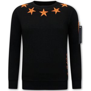 Heren Sweater - Royal Stars - Zwart / Oranje