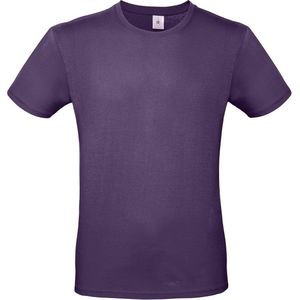 Set van 3x stuks paars basic t-shirt met ronde hals voor heren - katoen - 145 grams - paarse shirts / kleding, maat: L (52)