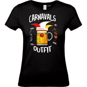 Dames t-shirt Carnavals Outfit | Carnavalskleding dames | Carnaval Kostuum | Foute Party | Zwart Dames | maat XL