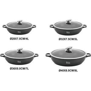 Royal Swiss Braadpan, stenen coating - 28cm Zwart 4l - Beschikbaar in 4 maten en 2 kleuren