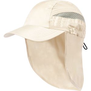 Pet met nekbescherming - Baseball cap - Petten - Verstelbaar - Met elastische sluiting - One size - Microvezel - Naturel