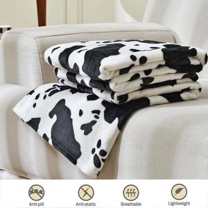 Cosy Fleece Deken - Koeienprint - Donzige Lichtgewicht Super Zacht - Microvezel Flanellen Deken - Dierenprint - Warm en Gezellig - Alle Seizoenen - Twin 152 x 200 cm
