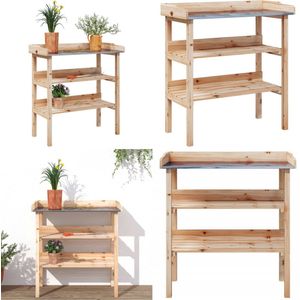 vidaXL Plantentafel met schappen 78x38x82,5 cm massief vurenhout - Plantenstandaard - Plantenstandaards - Oppottafel - Plantentafel