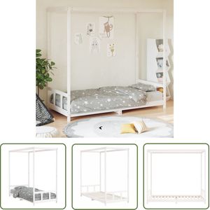 The Living Store Kinderbedframe 90x200 cm massief grenenhout wit - Kinderbed - Meubilair Voor Kinderen - Kidsbed - Hout Bed - Grenenhout Bed