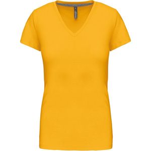T-shirt Dames XL Kariban V-hals Korte mouw Yellow 100% Katoen