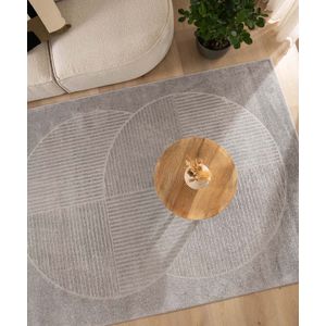 Vierkant vloerkleed Scandinavisch - Contour Circle grijs 140x140 cm