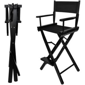 Make-Up Stoel - Visagie Kruk - Wooden Makeup Chair Zwart - Directie Klapstoel - Regisseursstoel