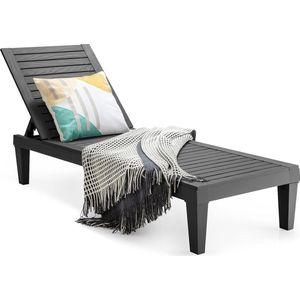 Zonneligstoel, tuinligstoel, weerbestendig, terrasstoel, 5 verstelbare rugleuning, strandstoel, ligstoel van PP voor buiten, tuin, gazon en terras (zwart)