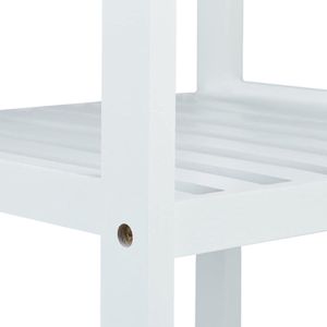 Badkamerrek bamboe 5 etages smal opbergrek hout - 1395x345x33 cm - wit