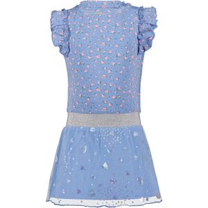 4PRESIDENT Meisjes jurk - Light Blue Flowers AOP - Maat 128 - Meisjes jurken