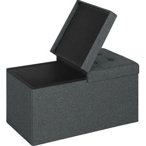 Moderne Opbergbank - Donkergrijs - Met opbergruimte - Stof - 76x38x38cm