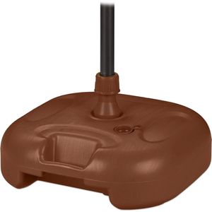 Vulbare parasolvoet water zand stokdikte 25-32 mm kunststof parasolhouder 43-43 cm bruin.