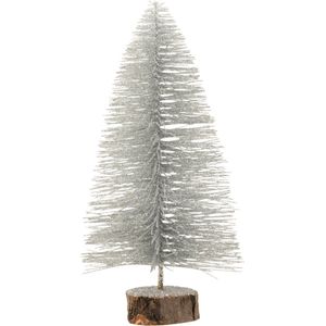 J-Line Kerstboom - kunststof - glitter/zilver - small