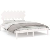 VidaXL Bedframe Massief Hout Wit 140x200 cm