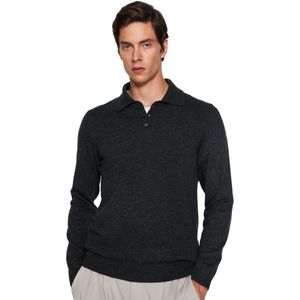 Trendyol Marineblauwe Slim Fit Wollen Polo Kraag Geknoopte Slimme Breiwerk Trui Tmnaw23Kz00238