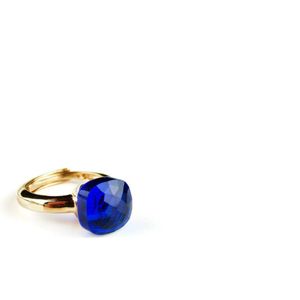 Ring in zilver geelgoud verguld model pomellato kobalt blauwe steen