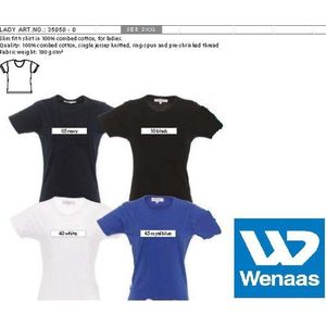 Wenaas - Dubbelpak T-shirt dames slim fit - 100% gekamde katoen 180 gr/m2 - 35050 Korenblauw XXL