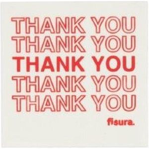 Fisura Onderzetter Thank You 10 X 10 Cm Pvc Wit/rood 4 Stuks