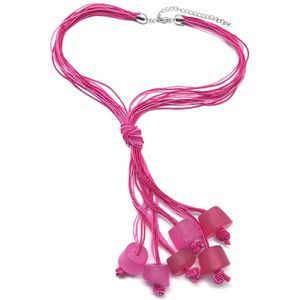 Behave Ketting - dames - ketting met hanger - roze - fuchsia - kralen - 45 cm