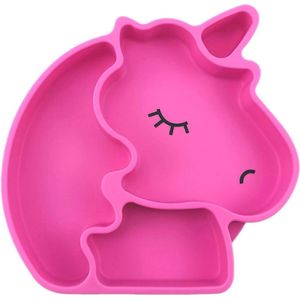 Eenhoorn Babybord, Baby placemat, BPA-vrij Kinderbord, Kinderbord, Magnetronbestendig voor de Meeste Hoge Stoeltrays (Eenhoorn ， roze）