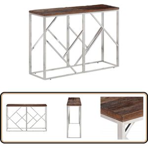 vidaXL Wandtafel van roestvrij staal en hout Wandtafel - Wandtafels - Bijzettafel - Console Tafel