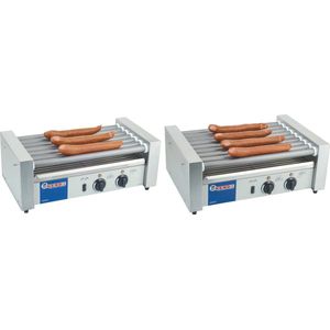 Worstenroller Grill - één Zone- Hendi- 7 Rollers- 230v/740w- 525x365x(h)176mm