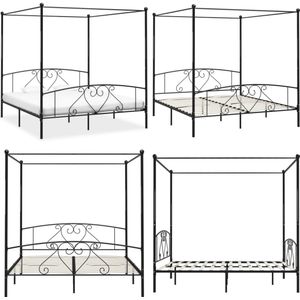 vidaXL Hemelbedframe metaal zwart 200x200 cm - Bedframe - Bedframes - Tweepersoonsbed - Tweepersoonsbedden