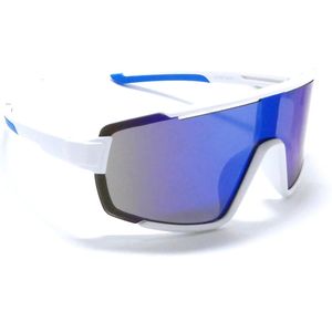 Tourmalet Blanc Blue- Matt Wit Sportbril met UV400 Bescherming - Unisex & Universeel - Sportbril - Zonnebril voor Heren en Dames - Fietsaccessoires