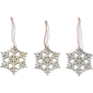 18x stuks houten kersthangers sterren 7,5 cm kerstornamenten - Houten ornamenten kerstversiering