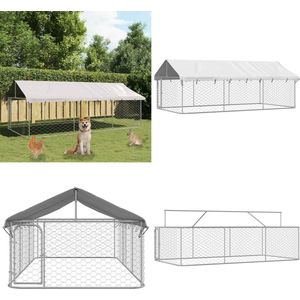 vidaXL Hondenkennel voor buiten met dak 400x200x150 cm - Hondenkennel - Hondenkennels - Hondenhuis - Hondenhuis Met Dak
